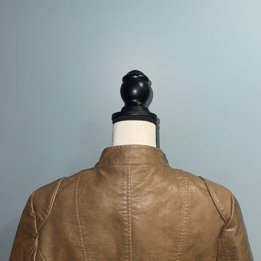 la coalitio Tan Leather Jacket for Women - Picture 4 of 6